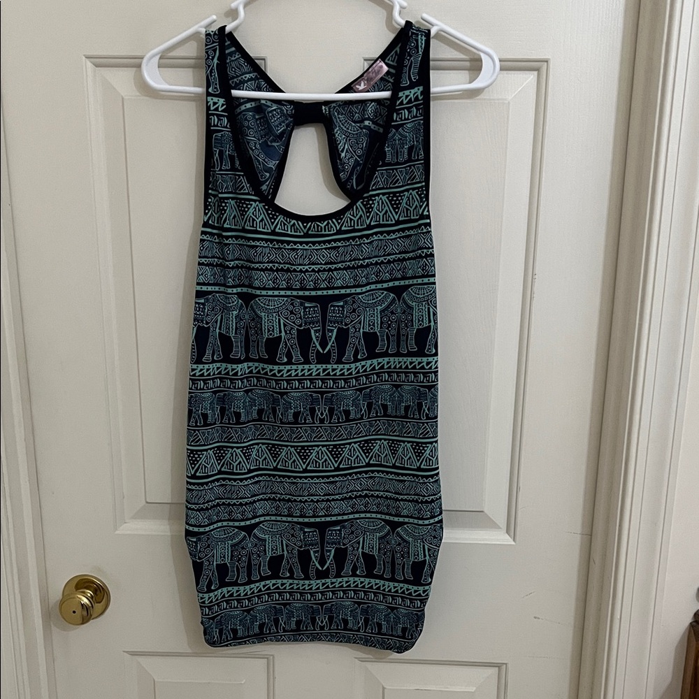 Rue Juju Maternity Navy/Green Elephant Tank Top Size XL